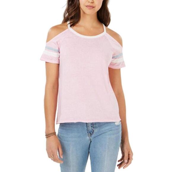 Hippie Rose Juniors Cold-Shoulder Football T-Shirt Size XL - Picture 1 of 1